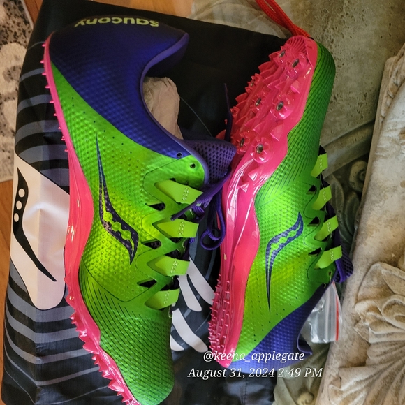 Saucony Womens Showdown 4 Lace Up Running Shoe Bright Green Purple 9.5 - Picture 8 of 13